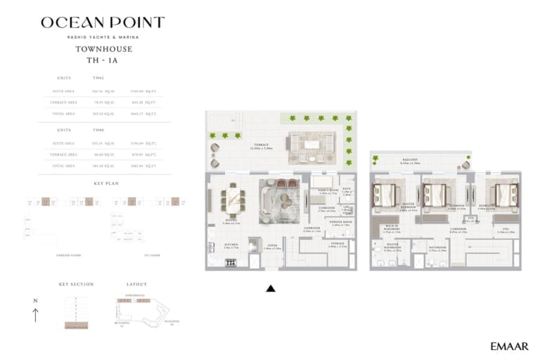 Emaar Ocean Point Townhouse Type TH – 1A Floor Plan