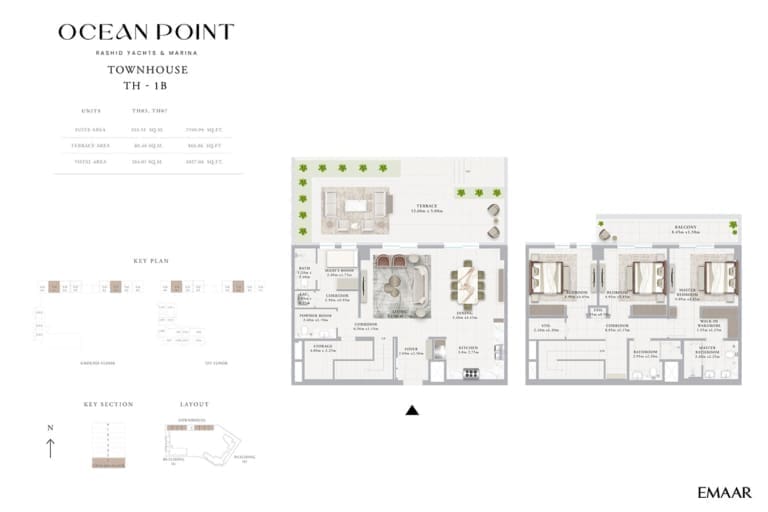 Emaar Ocean Point Townhouse Type TH – 1B Floor Plan