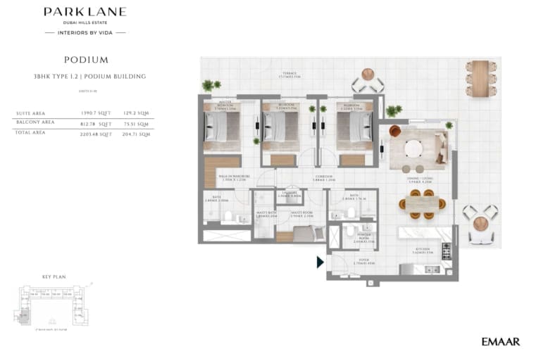Emaar Park Lane Podium Type 1.2 Floor Plan