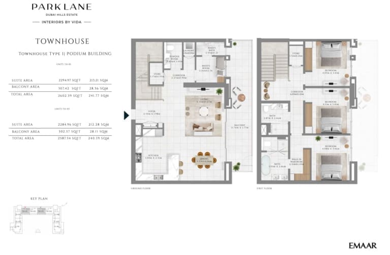 Emaar Park Lane Townhouse Type 1 Podium Building Floor Plan