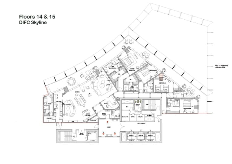 Four Seasons Private Residences 14th & 15th DIFC Skyline Floor Plans