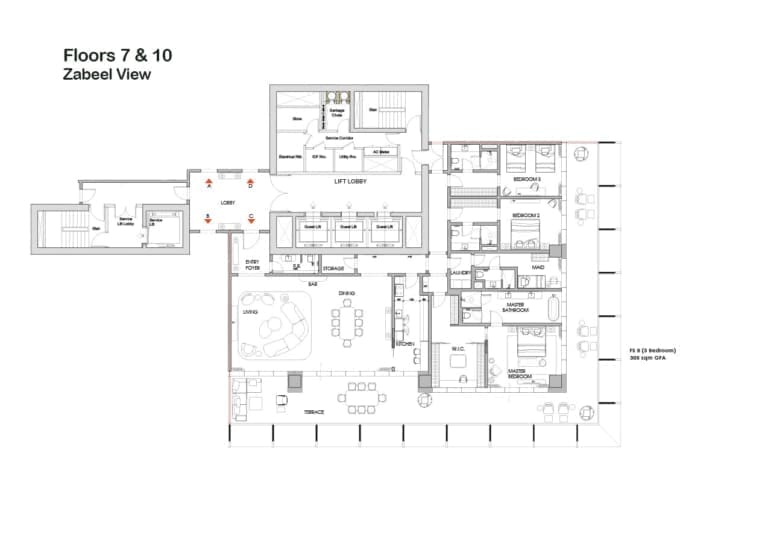 Four Seasons Private Residences 7th & 10th Zabeel View Floor Plans