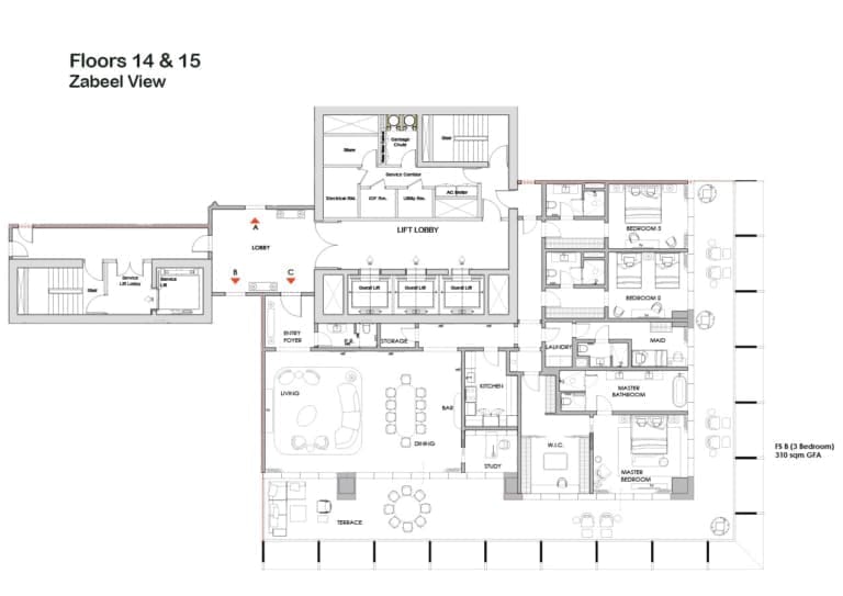 Four Seasons Private Residences 14th & 15th Zabeel View Floor Plans