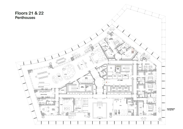 Four Seasons Private Residences Penthouses 21st & 22nd Floor Plans