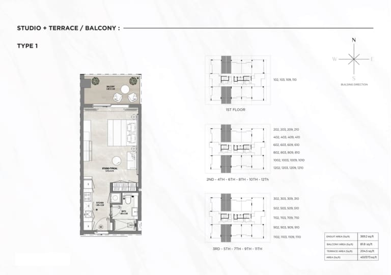 Gharbi 1 Residences Studio Apartment Type 1 Floor Plan