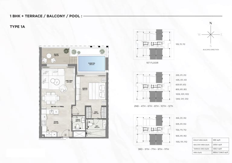 Gharbi 1 Residences 1 Bedroom Apartment Type 1A Floor Plan