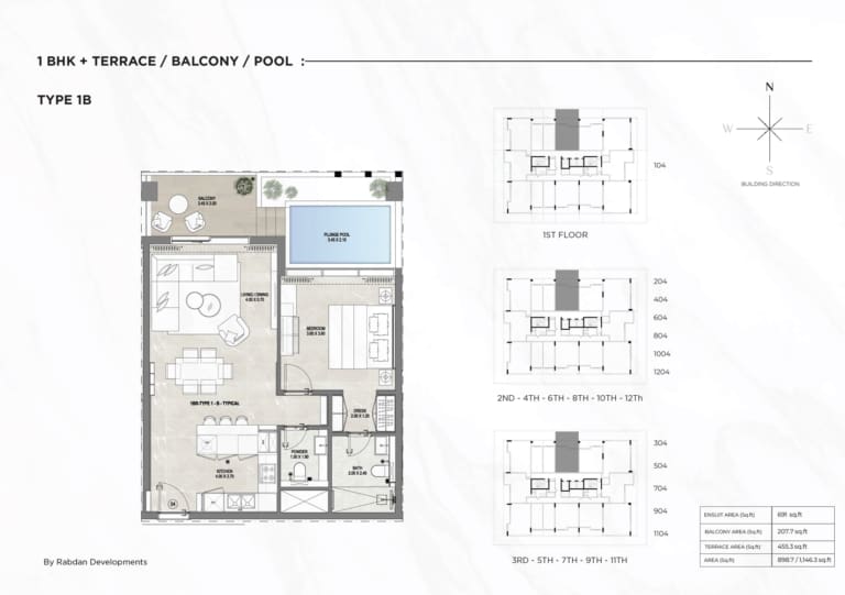 Gharbi 1 Residences 1 Bedroom Apartment Type 1B Floor Plan