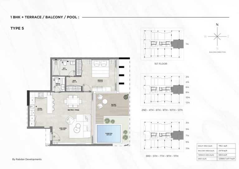 Gharbi 1 Residences 1 Bedroom Apartment Type 5 Floor Plan