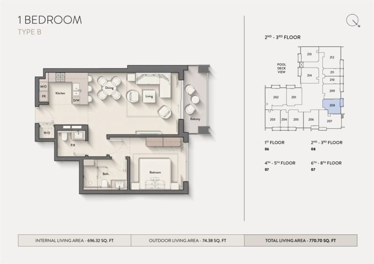 Hillmont Residences 1 Bedroom Apartment Type B Floor Plan