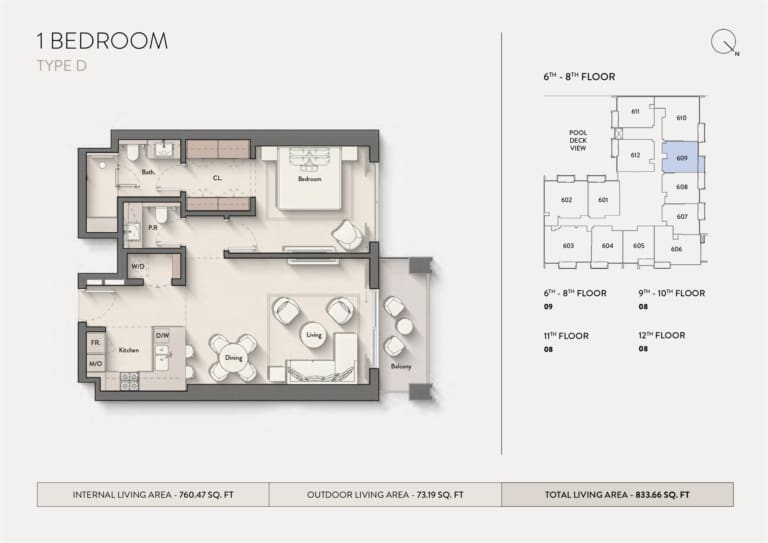 Hillmont Residences 1 Bedroom Apartment Type D Floor Plan