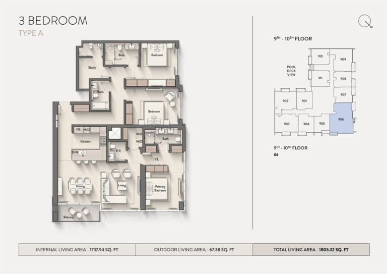 Hillmont Residences 3 Bedroom Apartment Type A Floor Plan