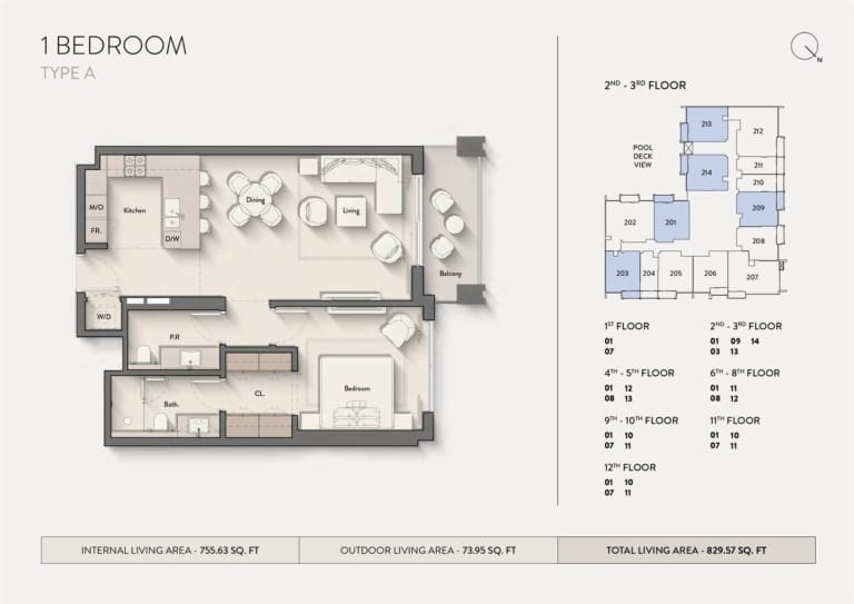 Hillmont Residences 1 Bedroom Apartment Type A Floor Plan
