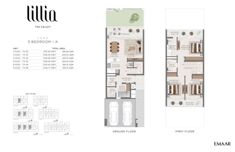 Lillia by Emaar Jade 3 Bedroom IA Floor Plan
