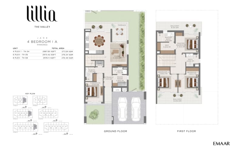 Lillia by Emaar Jade 4 Bedroom IA Mirrored Floor Plan