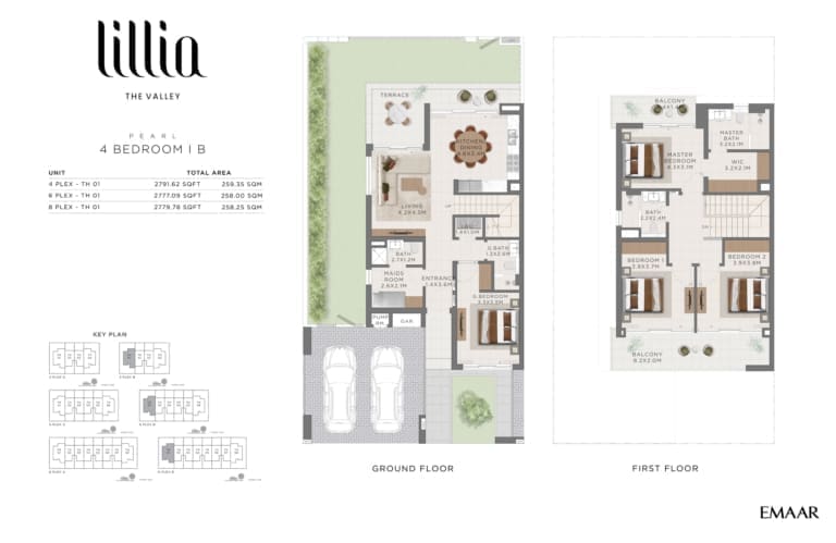 Lillia by Emaar Pearl 4 Bedroom IB Floor Plan