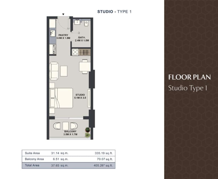 Maison Elysee Studio Apartment Type 1 Floor Plan