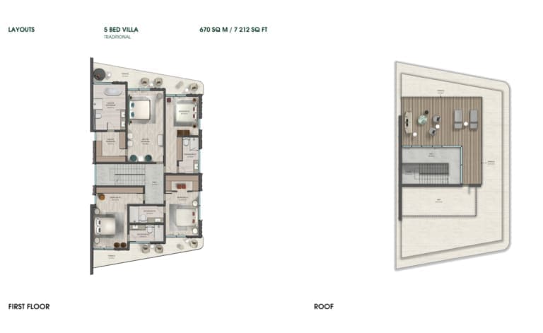 Mira Villas First & Roof Floor Plans