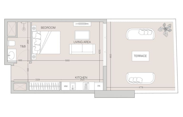 The Fifth Tower Studio Apartment Type A Floor Plan
