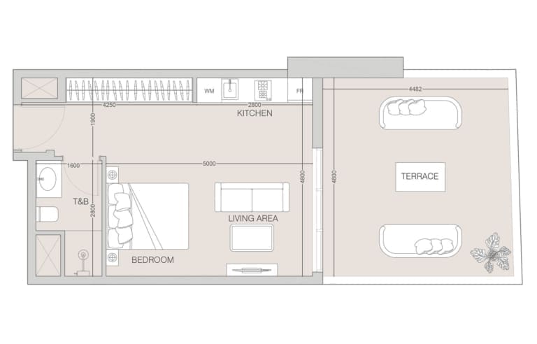 The Fifth Tower Studio Apartment Type A -1 Floor Plan