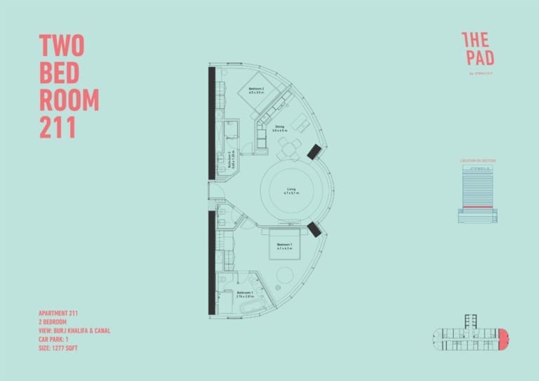 The Pad 2 Bedroom Unit 211 Floor Plan