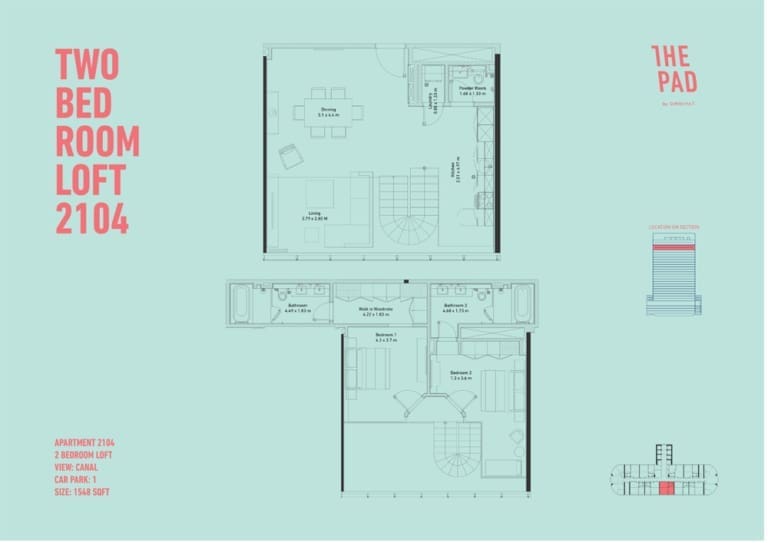 The Pad 2 Bedroom Loft Unit 2104 Floor Plan
