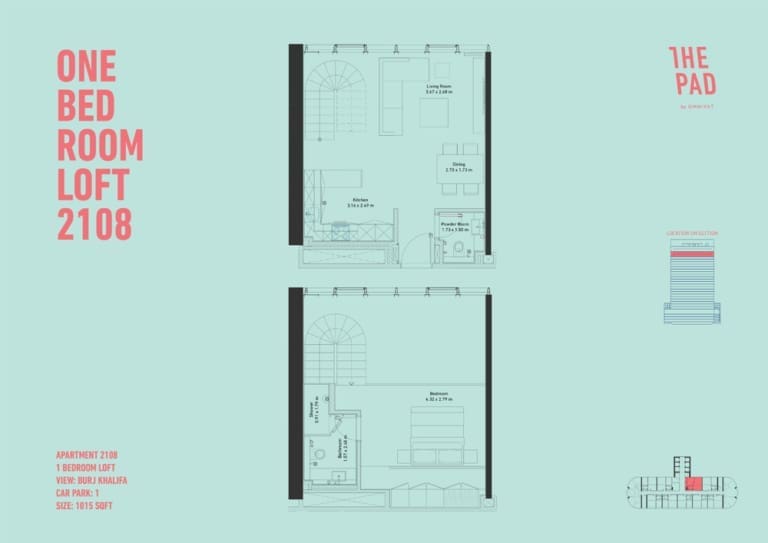 The Pad 1 Bedroom Loft Unit 2108 Floor Plan