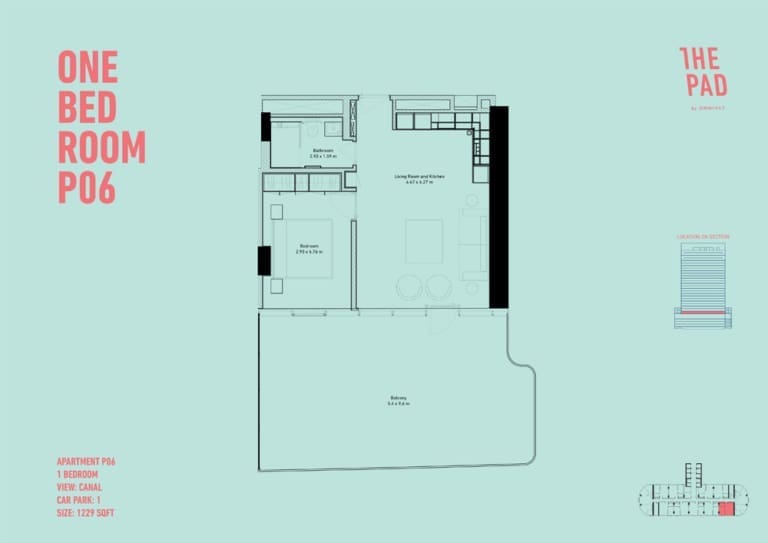 The Pad 1 Bedroom Apartment Unit P06 Floor Plan
