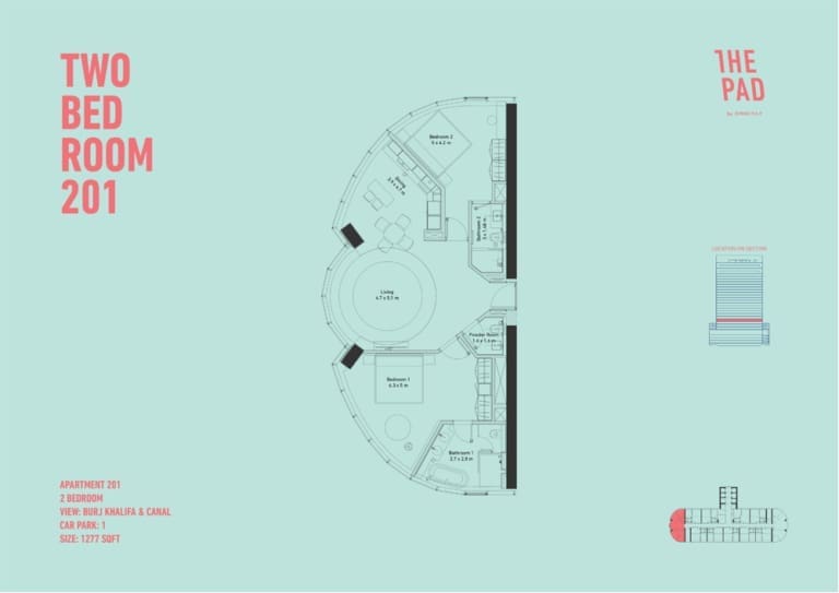 The Pad 2 Bedroom Unit 201 Floor Plan