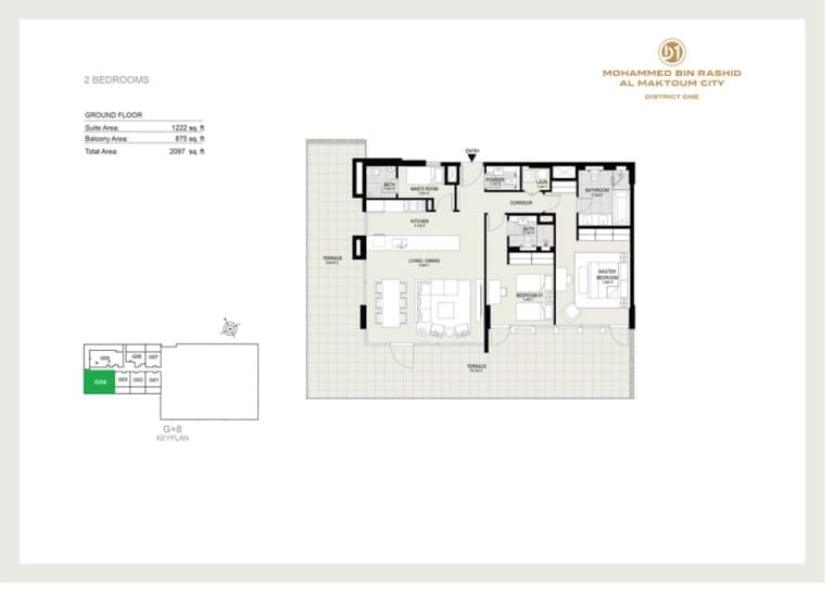 District One Residences 15 – 2 Bedroom Apartment -1 Floor Plan