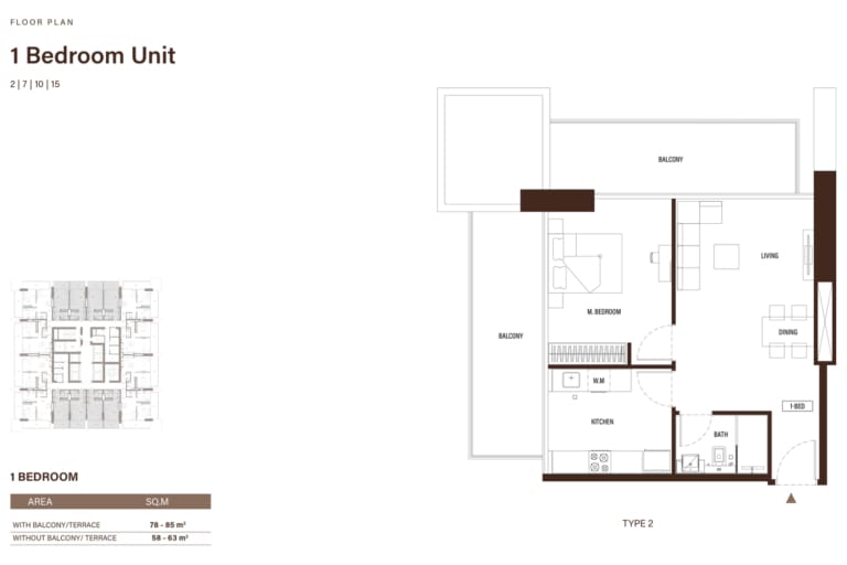 Binghatti Apex 1 Bedroom Apartment-1 Floor Plan
