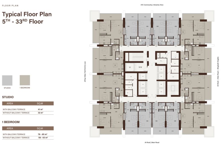 Binghatti Apex 5th to 33rd Floor Plan