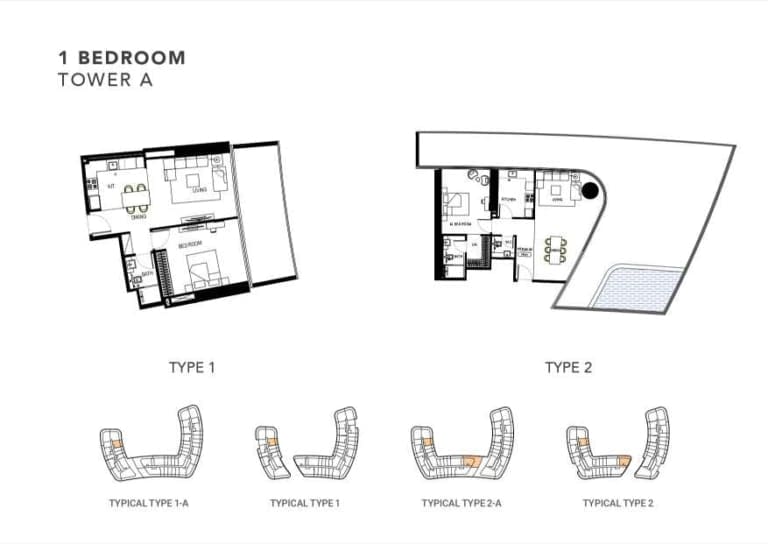 Binghatti Hills Tower A 1 Bedroom Apartment Floor Plan