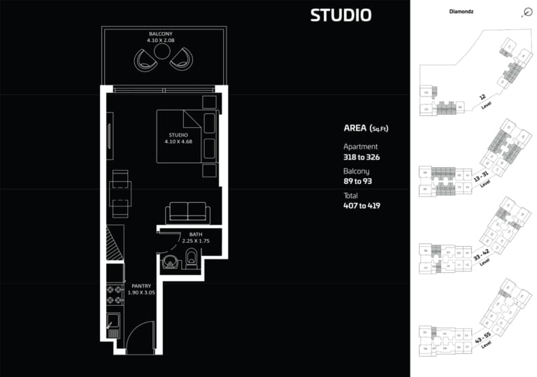 Diamondz by Danube Studio Apartment Floor Plan
