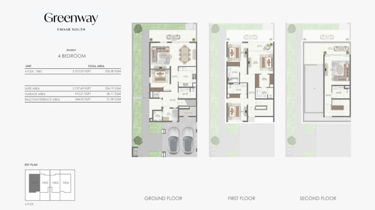 Greenway by Emaar Classic 4 Bedroom Apartment Floor Plan
