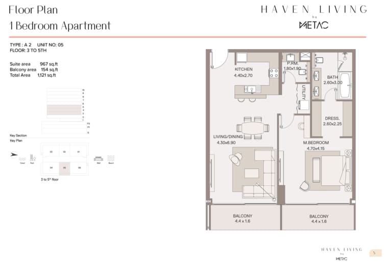Haven Living by Metac 1 Bedroom Apartment Type A2 Floor Plan