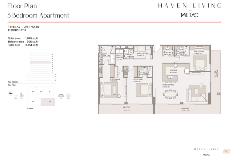 Haven Living by Metac 3 Bedroom Apartment Type A2 Floor Plan