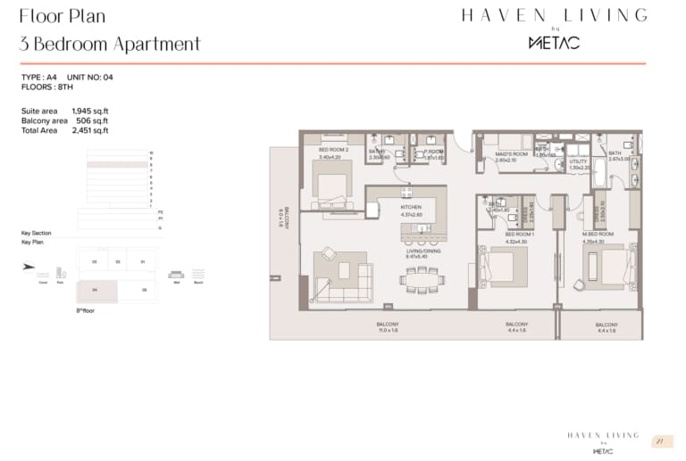 Haven Living by Metac 3 Bedroom Apartment Type A4 Floor Plan