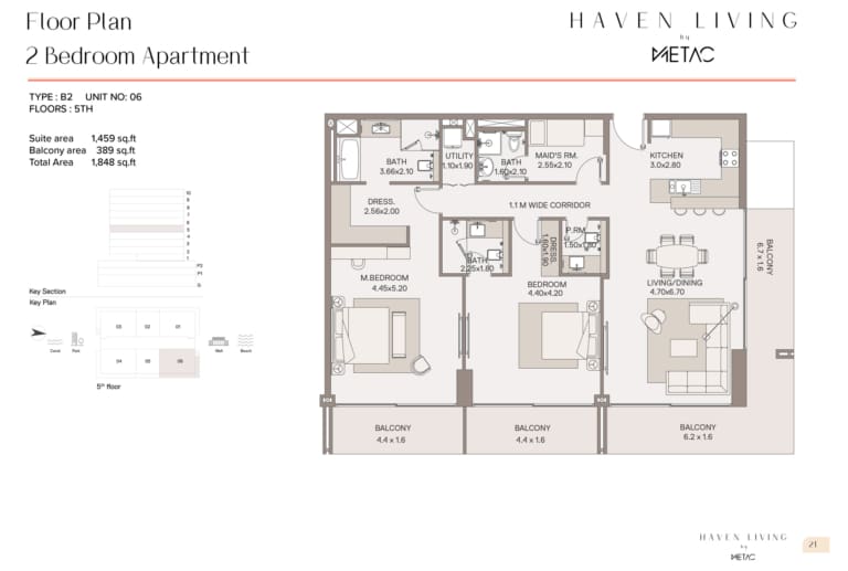 Haven Living by Metac 2 Bedroom Apartment Type B2 Floor Plan