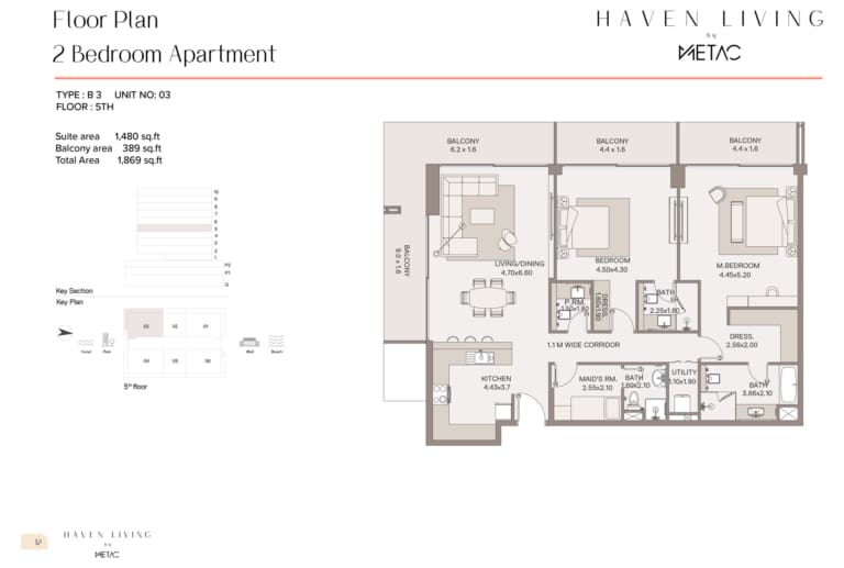 Haven Living by Metac 2 Bedroom Apartment Type B3 Floor Plan