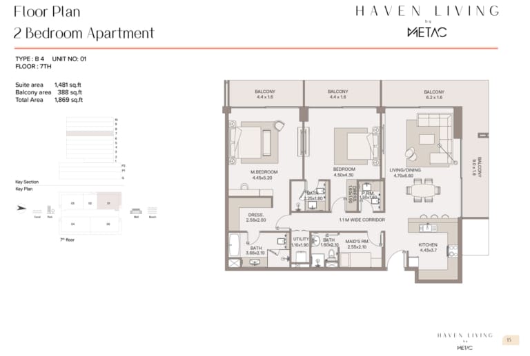 Haven Living by Metac 2 Bedroom Apartment Type B4 Floor Plan