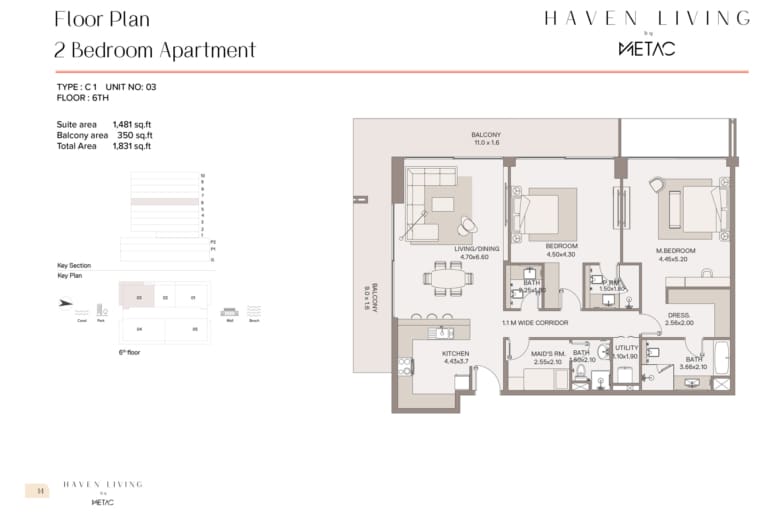 Haven Living by Metac 2 Bedroom Apartment Type C1 Floor Plan