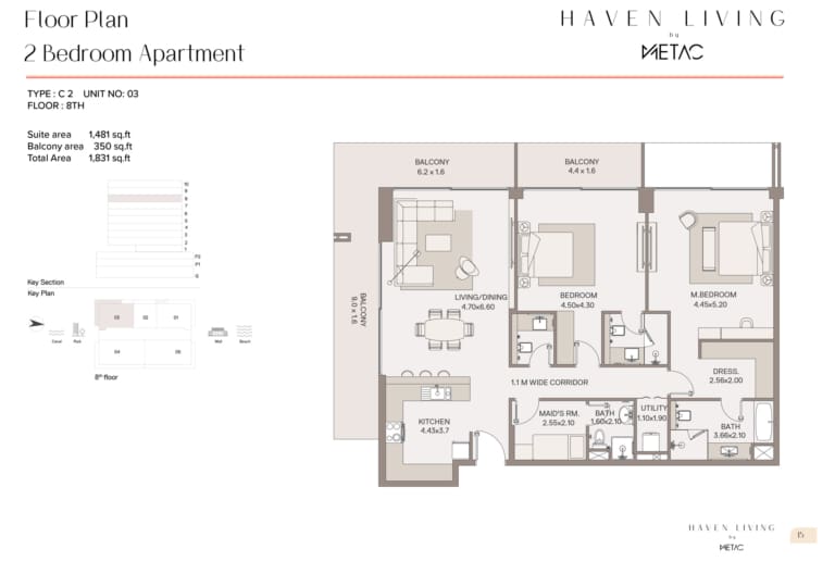 Haven Living by Metac 2 Bedroom Apartment Type C2 Floor Plan