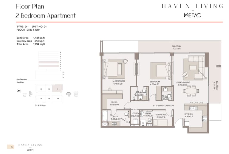 Haven Living by Metac 2 Bedroom Apartment Type D1 Floor Plan