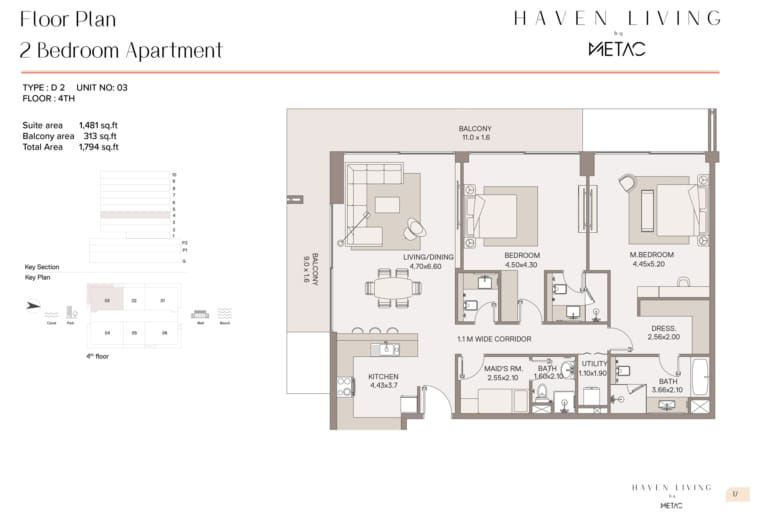 Haven Living by Metac 2 Bedroom Apartment Type D2 Floor Plan