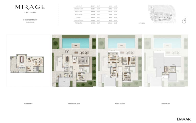 Mirage The Oasis 6 Bedroom Flat Chamfered Floor Plan