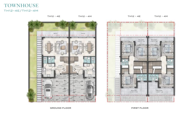Natura by Damac Townhouse Type TH-12-4E / TH12-4M Floor Plan