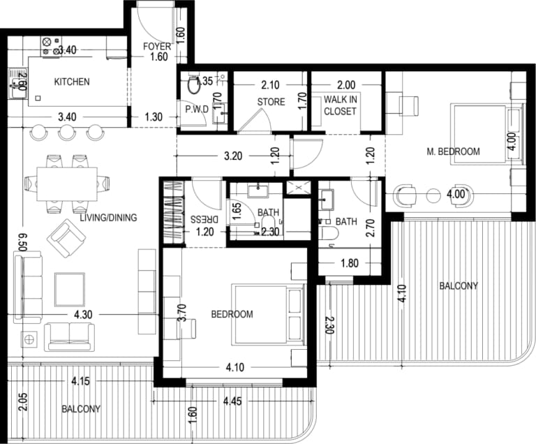 Urban Life Residences 2 Bedroom Apartment Type 2 Floor Plan