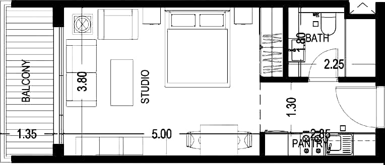 Urban Life Residences Studio Apartment Type 1 Floor Plan