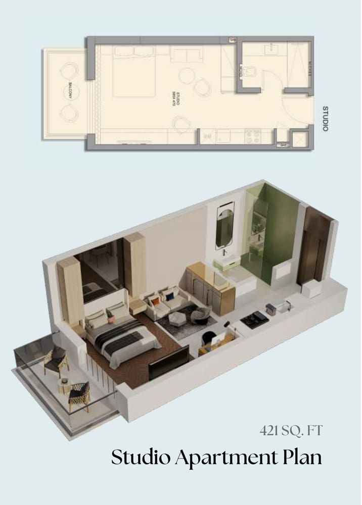 Emerald Vision Tower Studio Apartment Type A Floor Plan