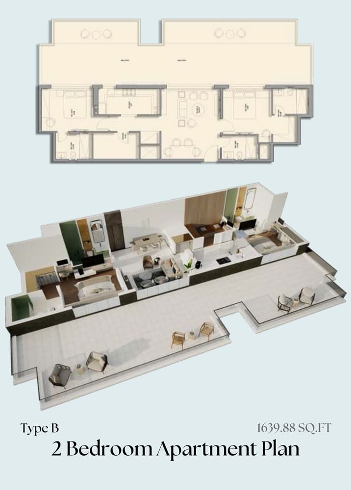 Emerald Vision Tower 2 Bedroom Apartment Type B Floor Plan